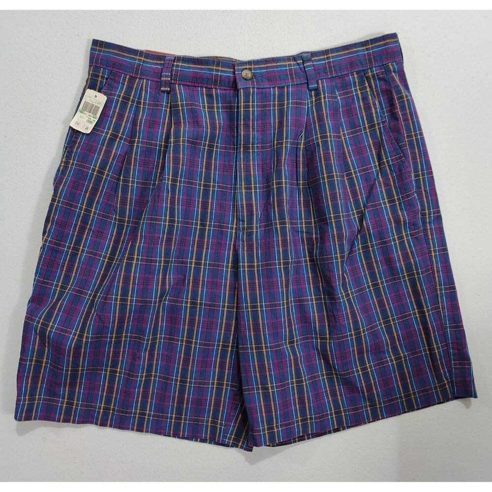 Merona Men's Multicolor Plaid Pleated Shorts Size 34
